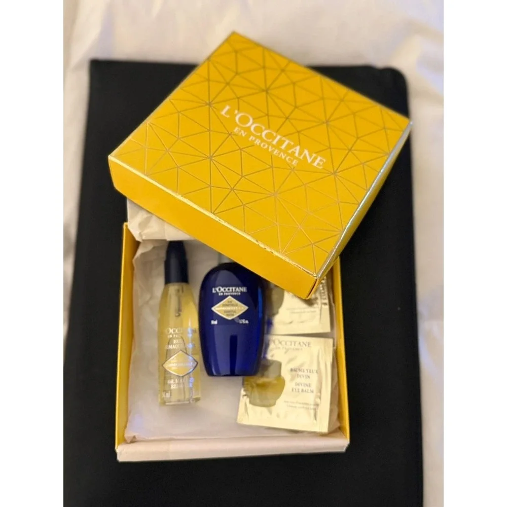 L'Occitane Immortelle Skincare Gift Set Oil Makeup Remover Eye Balm 4pc
